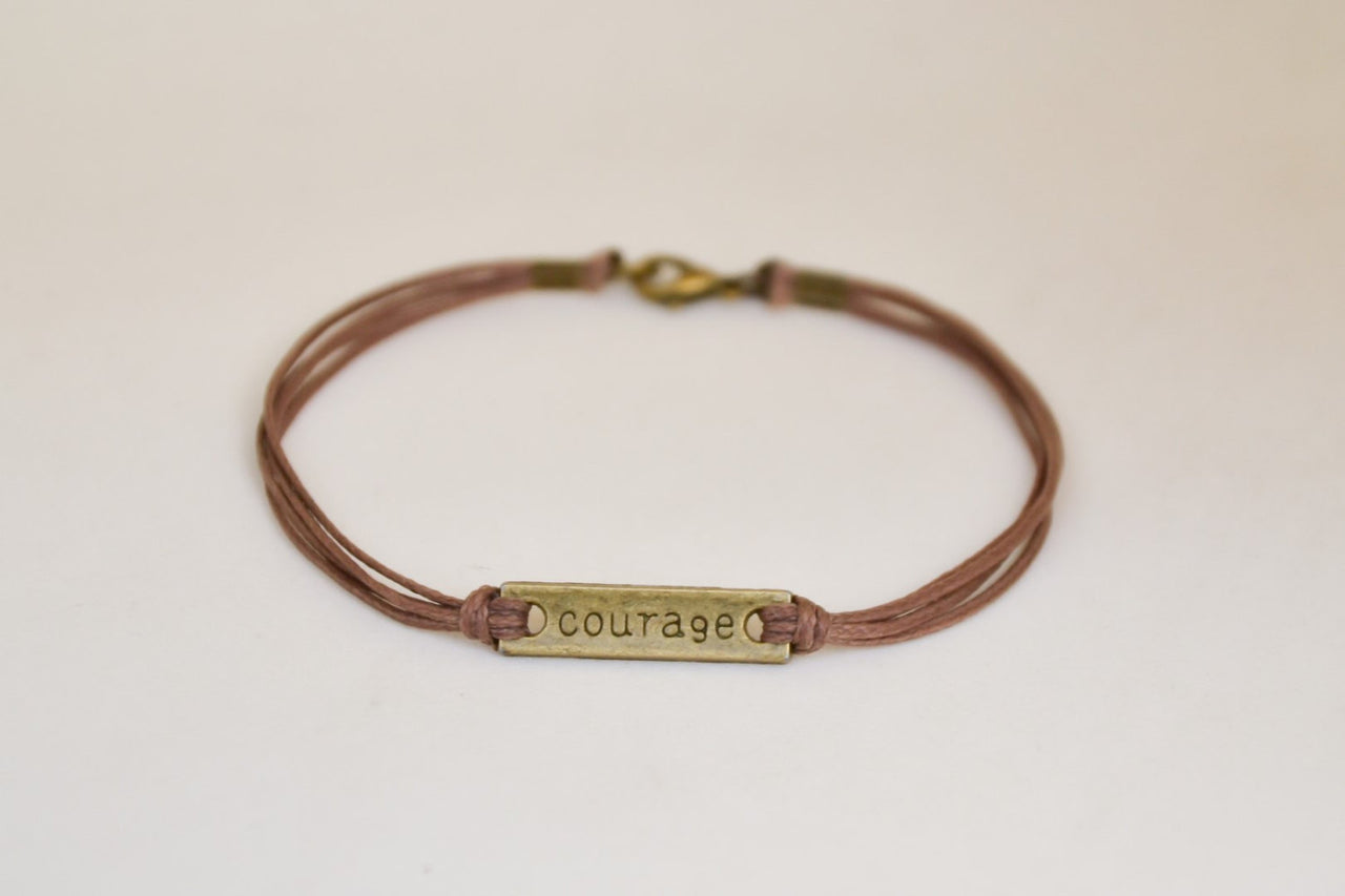 Courage bracelet for men, brown cord - shani-adi-jewerly