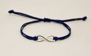 Adjustable silver infinity bracelet for men, blue cord, yoga jewelry - shani-adi-jewerly