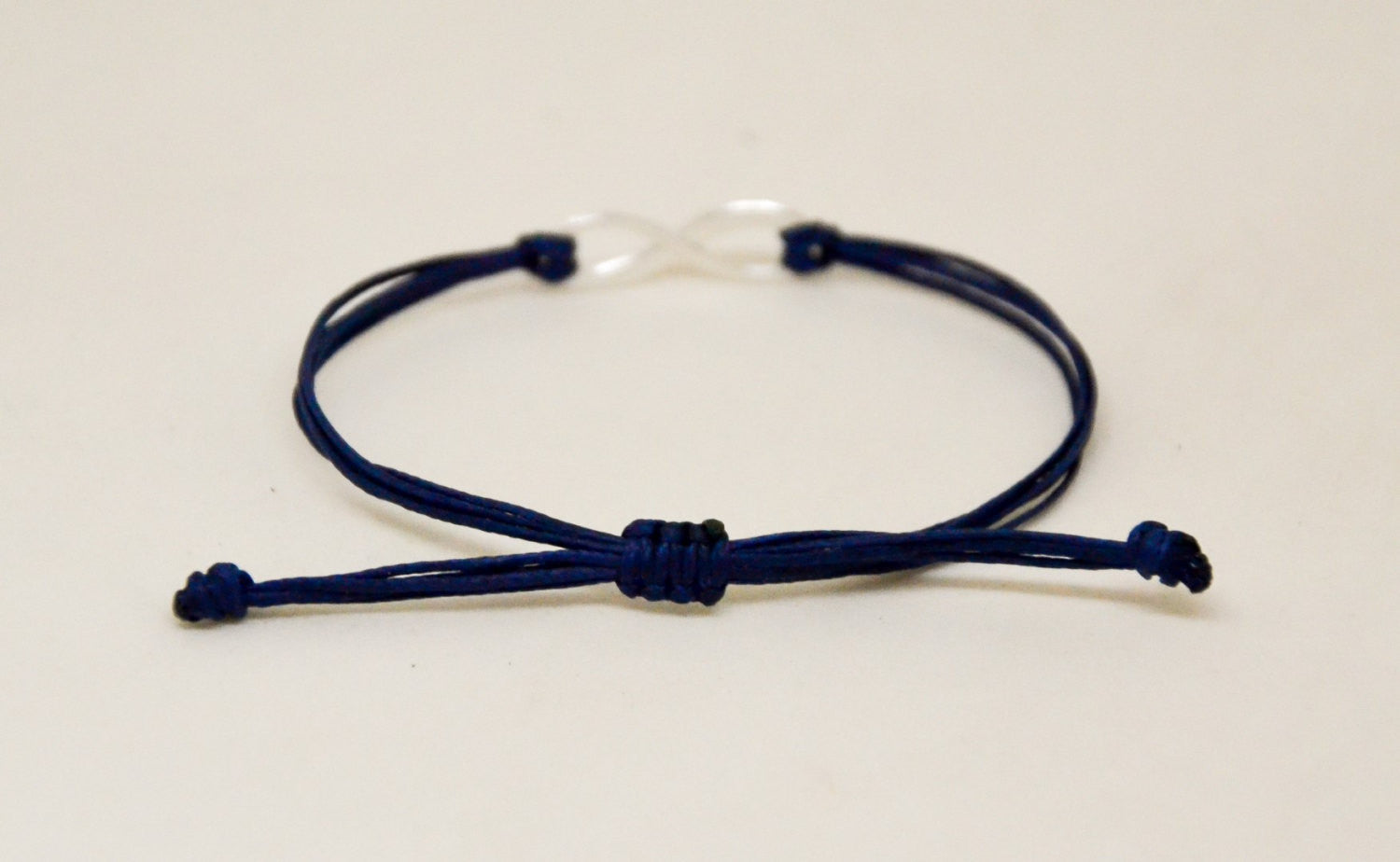 Adjustable silver infinity bracelet for men, blue cord, yoga jewelry - shani-adi-jewerly
