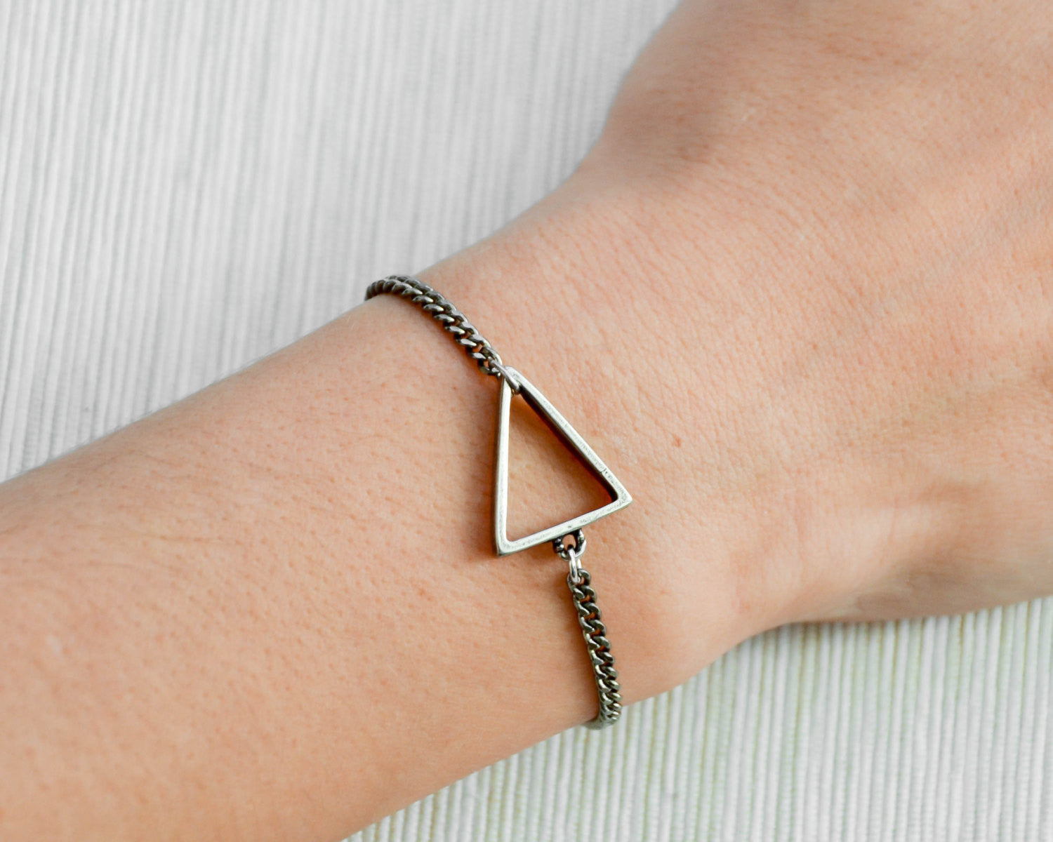 Women bracelet with silver Triangle charm, chain bracelet - shani-adi-jewerly