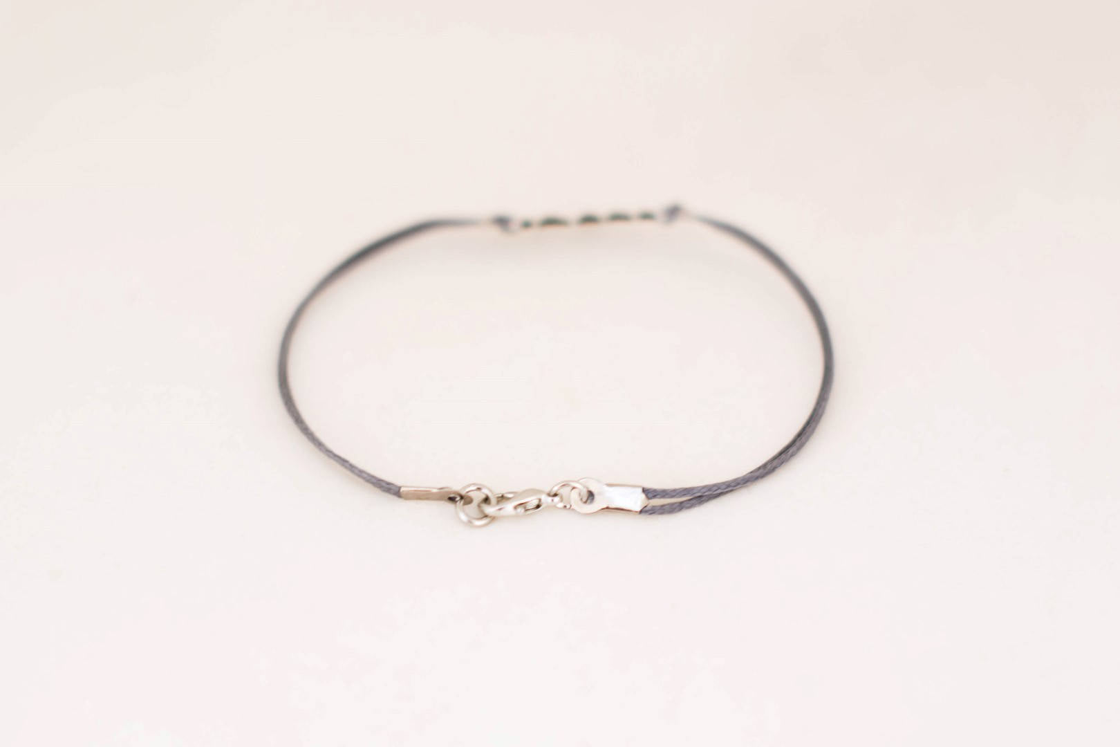 Silver heartbeat bracelet for men, gray cord, Valentine's day gift for him - shani-adi-jewerly