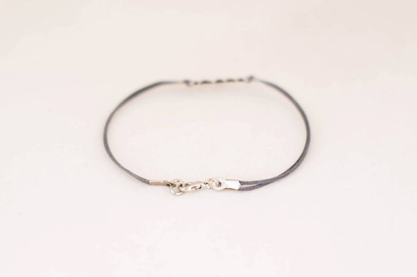 Silver heartbeat bracelet for men, gray cord, Valentine's day gift for him - shani-adi-jewerly