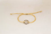 Silver Karma bracelet, beige cord, adjustable sliding knot - shani-adi-jewerly