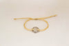 Silver Karma bracelet, beige cord, adjustable sliding knot - shani-adi-jewerly