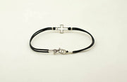 Men's bracelet with silver outline cross pendant - shani-adi-jewerly