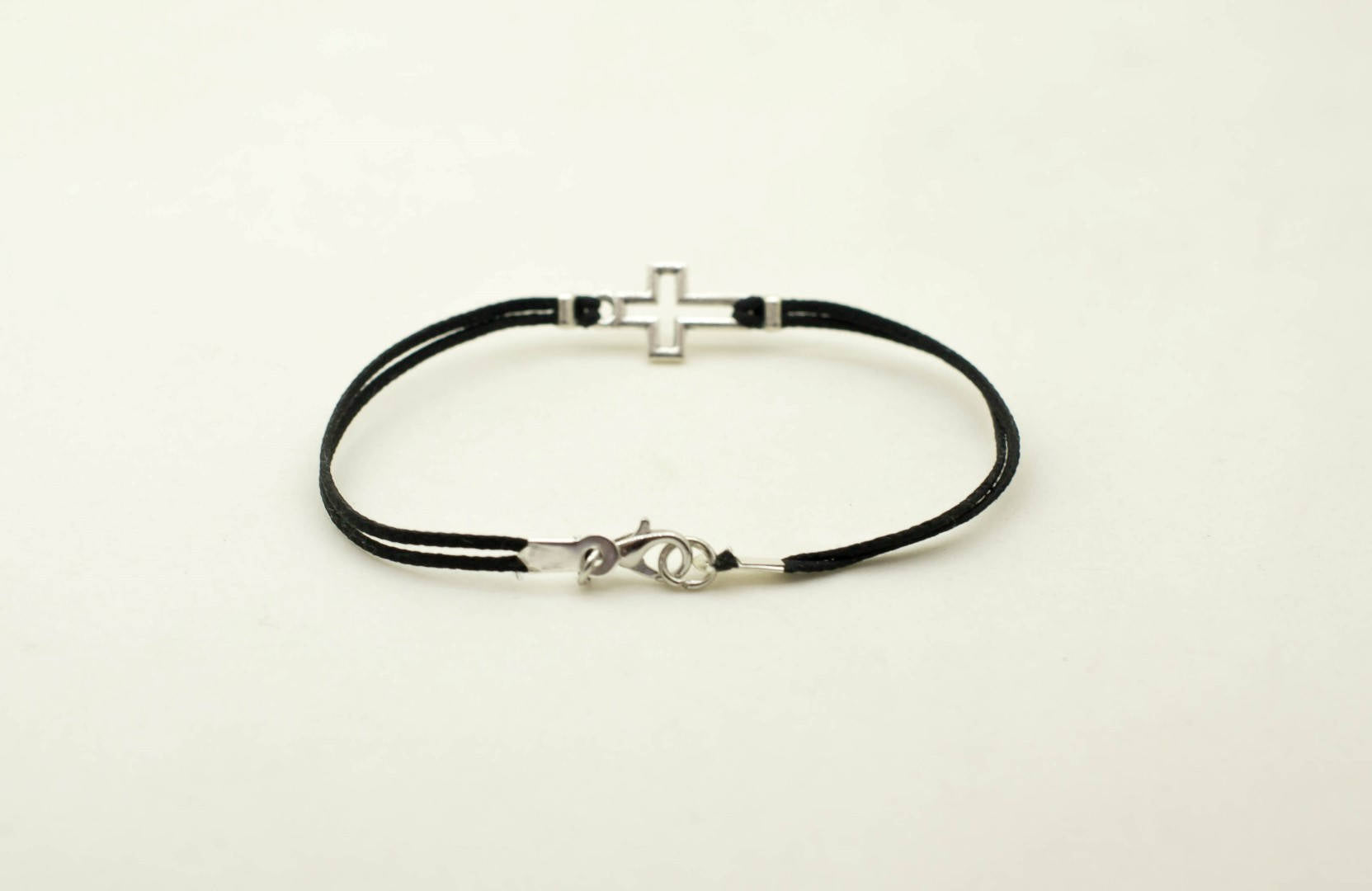 Men's bracelet with silver outline cross pendant - shani-adi-jewerly