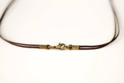 Bronze circle Believe necklace for men, brown cord, mens jewelry - shani-adi-jewerly