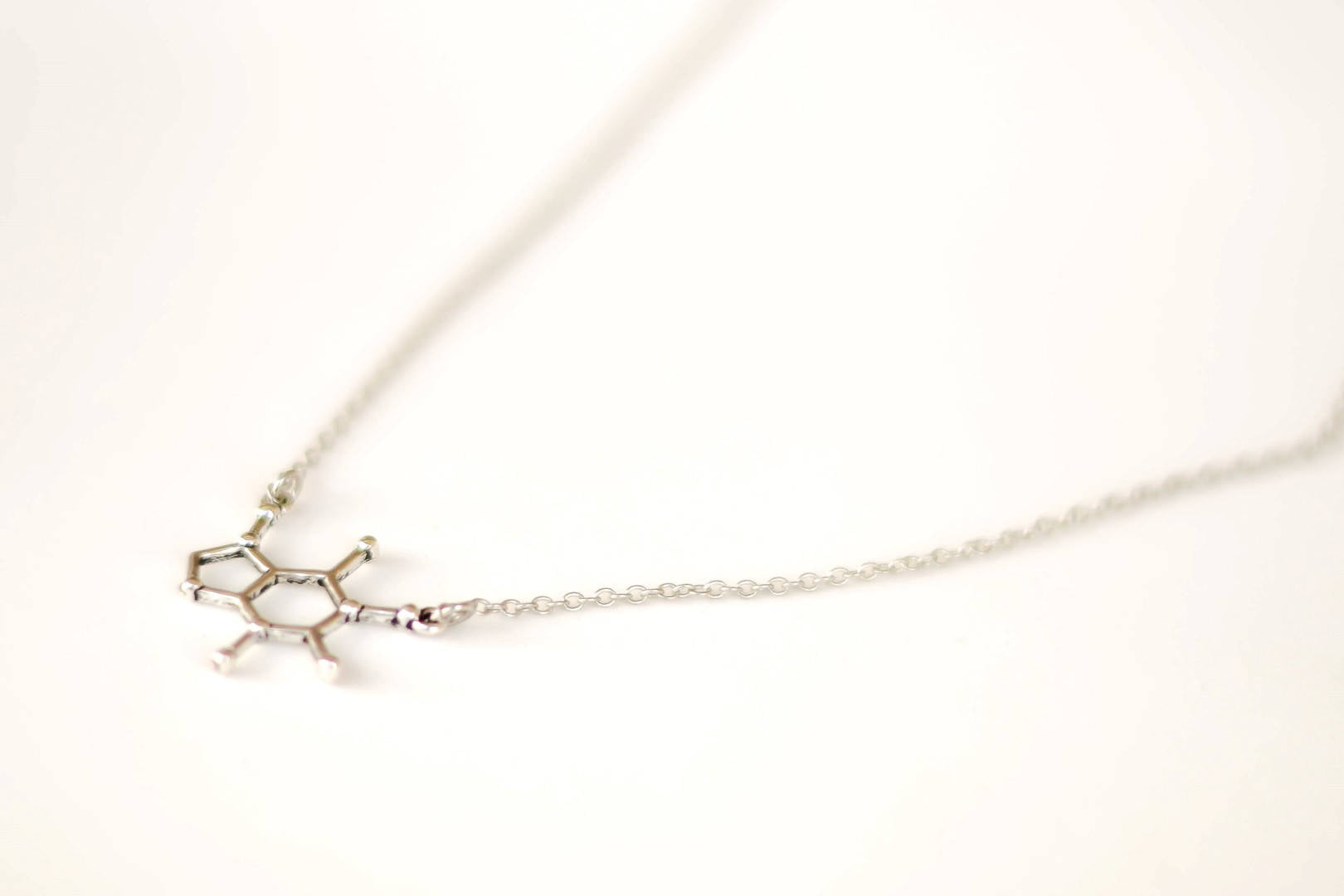 Caffeine molecule necklace for men, stainless steel chain - shani-adi-jewerly