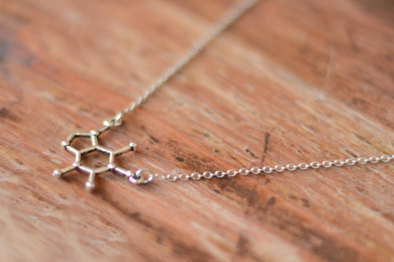 Caffeine molecule necklace for men, stainless steel chain - shani-adi-jewerly