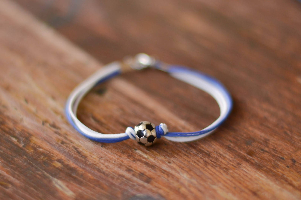 Blue and white soccer bracelet for men - shani-adi-jewerly