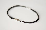 Men's anklet with a silver cross charm, black cord anklet - shani-adi-jewerly