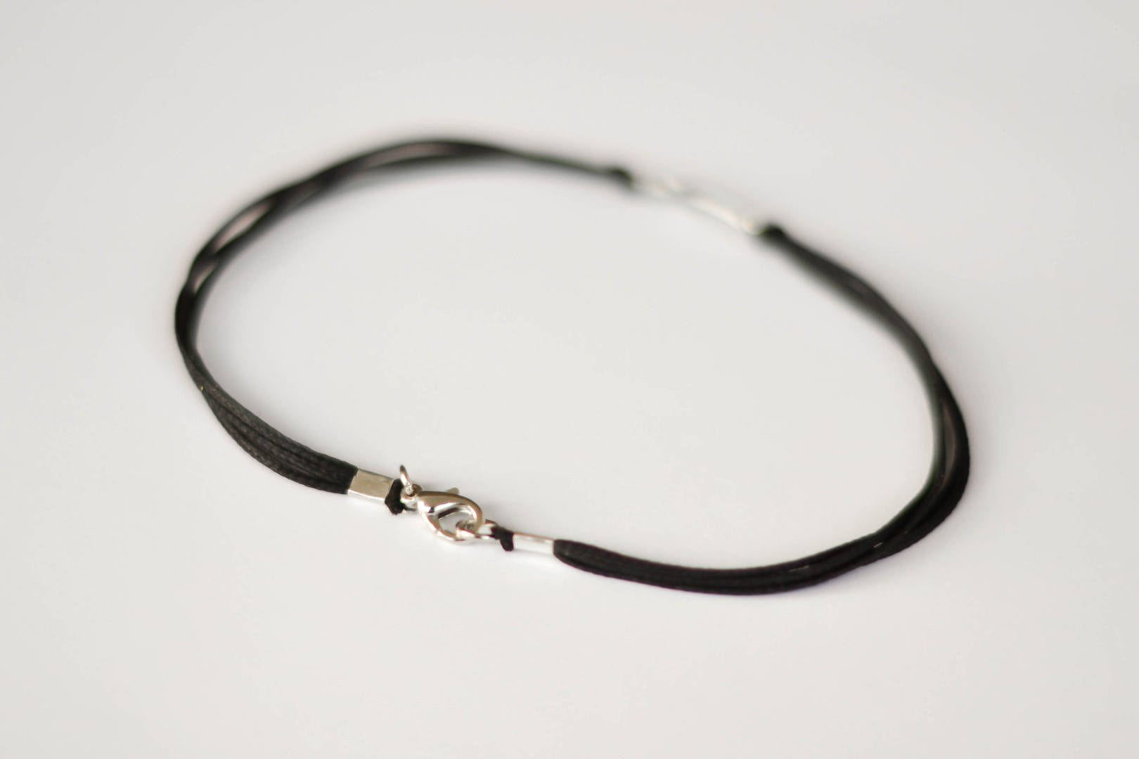 Men's anklet with a silver cross charm, black cord anklet - shani-adi-jewerly