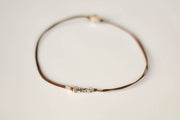 Men's anklet with a silver nugget bead, brown cord - shani-adi-jewerly