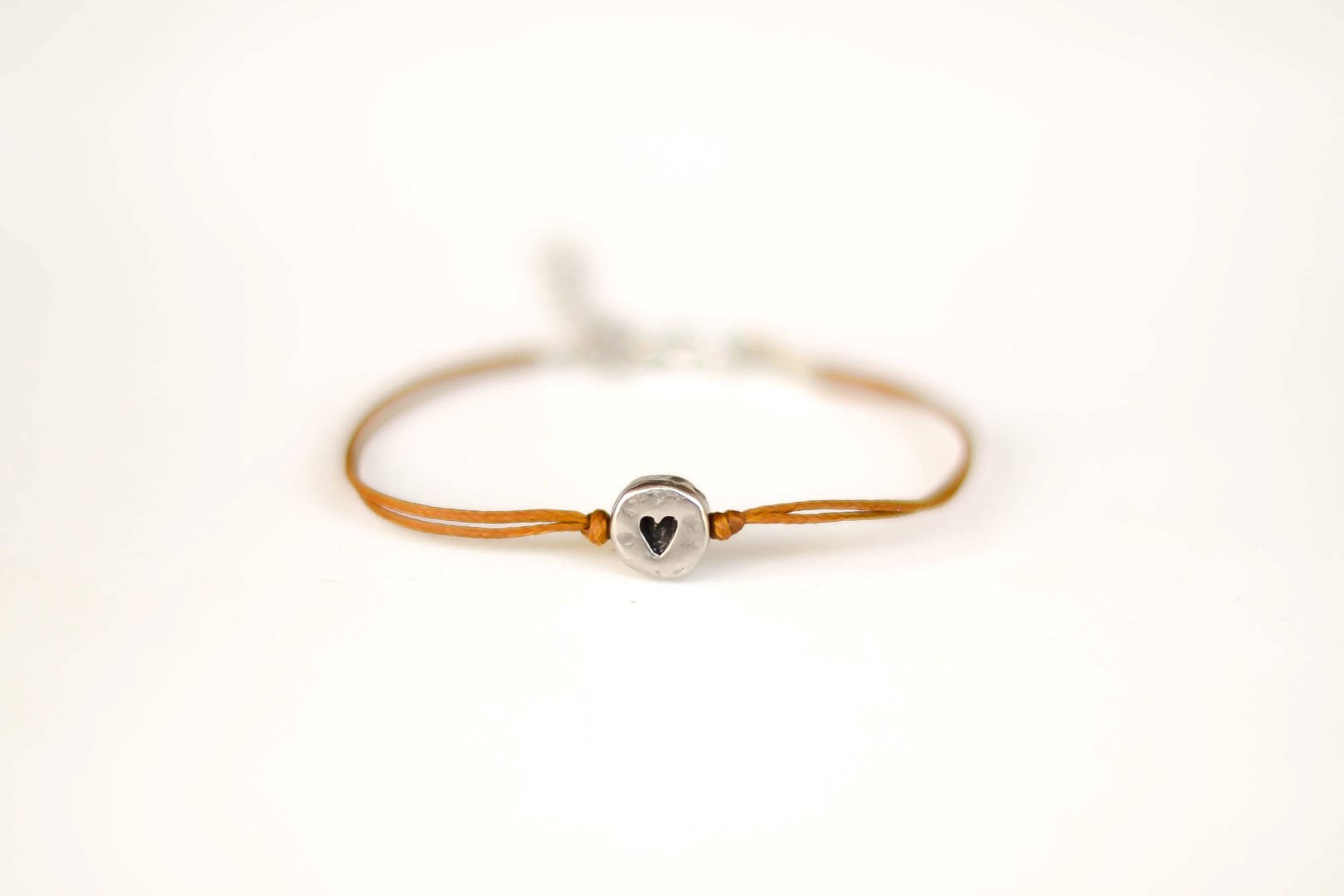 Brown bracelet with silver heart bead, mothers day gift for her - shani-adi-jewerly