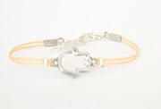 Silver Hamsa bracelet for women, beige cord, spiritual jewelry - shani-adi-jewerly