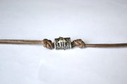 Silver bead Hamsa bracelet for men, brown cord - shani-adi-jewerly