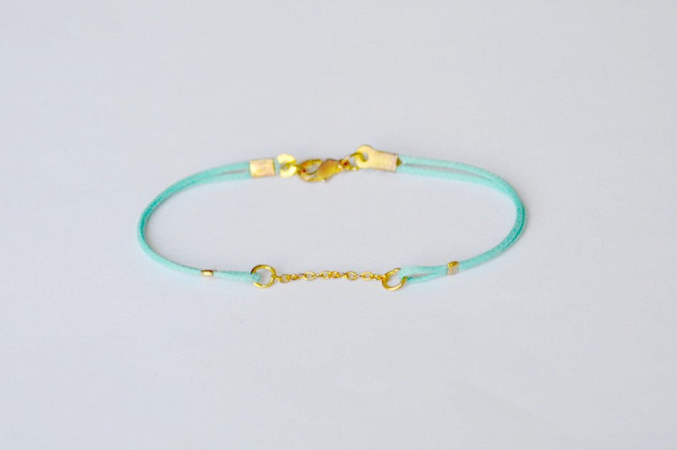 Turquoise cord bracelet with a gold chain - shani-adi-jewerly