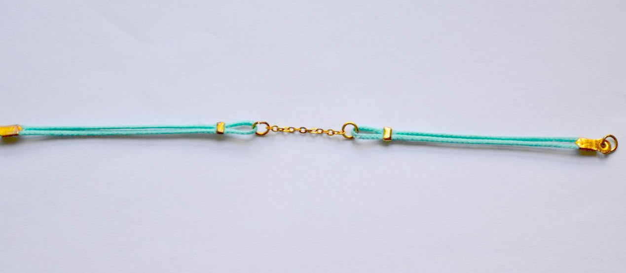 Turquoise cord bracelet with a gold chain - shani-adi-jewerly
