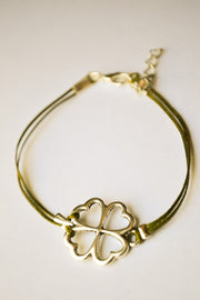 Clover green cord Bracelet - shani-adi-jewerly