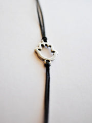 Hamsa bracelet for men, black cord - shani-adi-jewerly