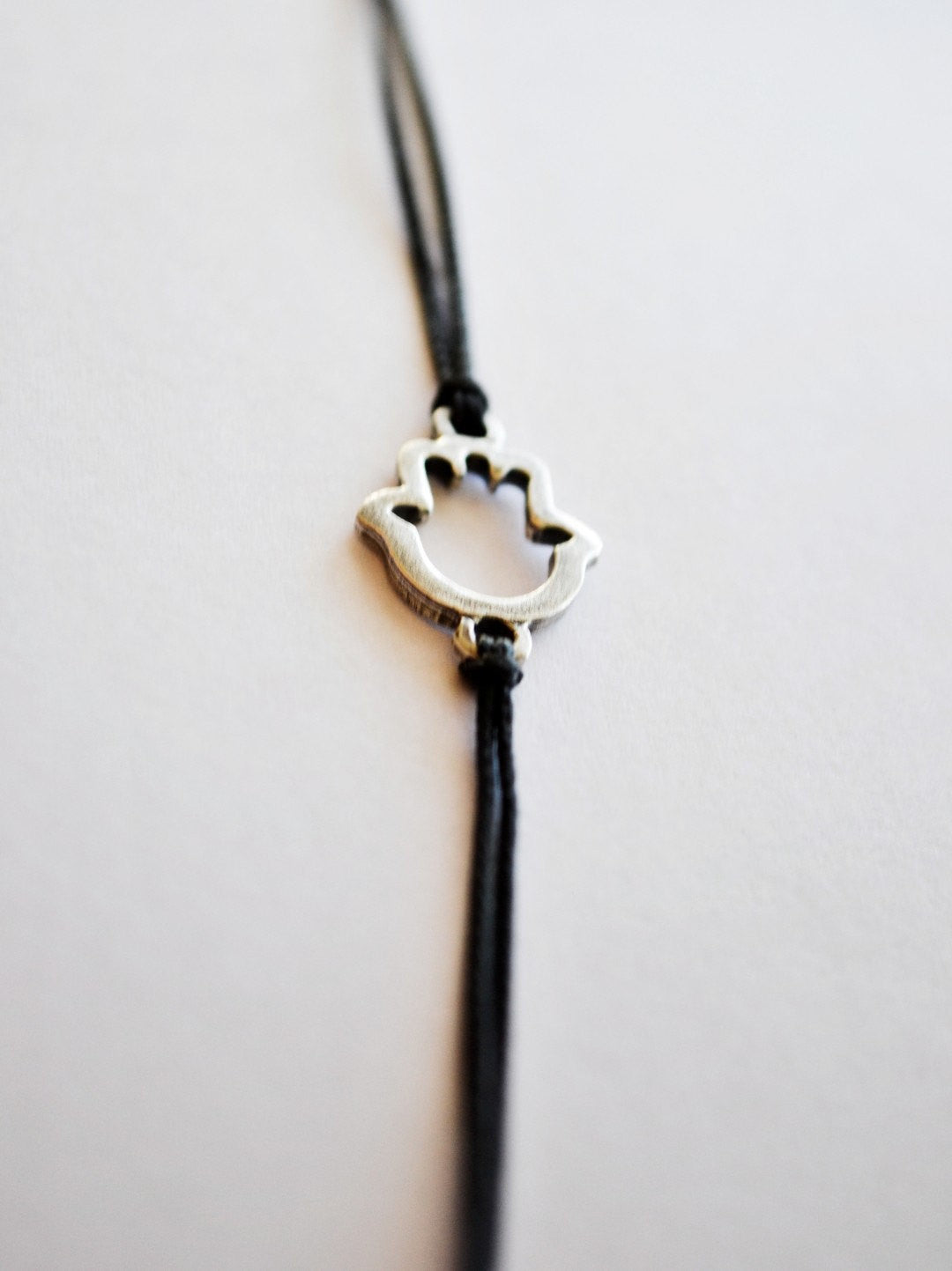 Hamsa bracelet for men, black cord - shani-adi-jewerly