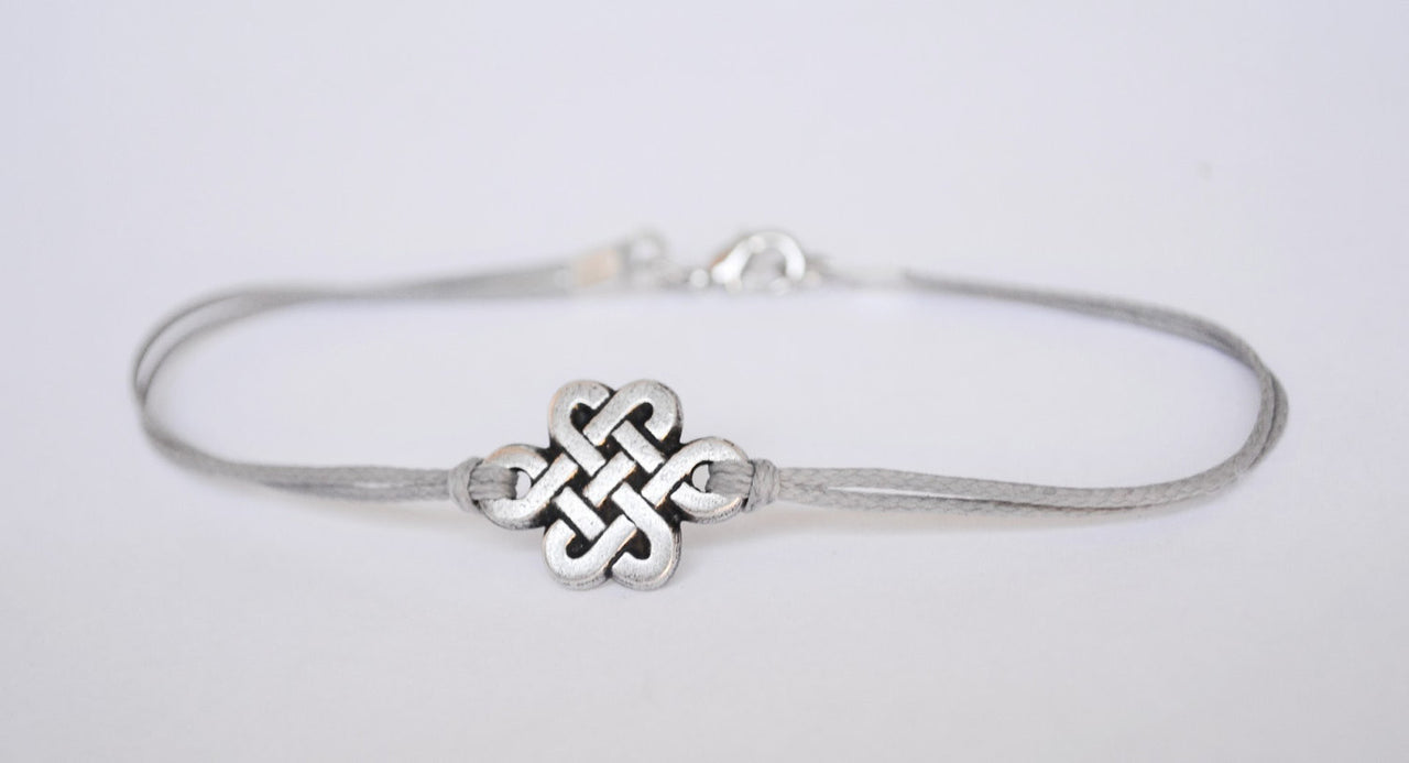 Infinity bracelet for men, gray cord - shani-adi-jewerly