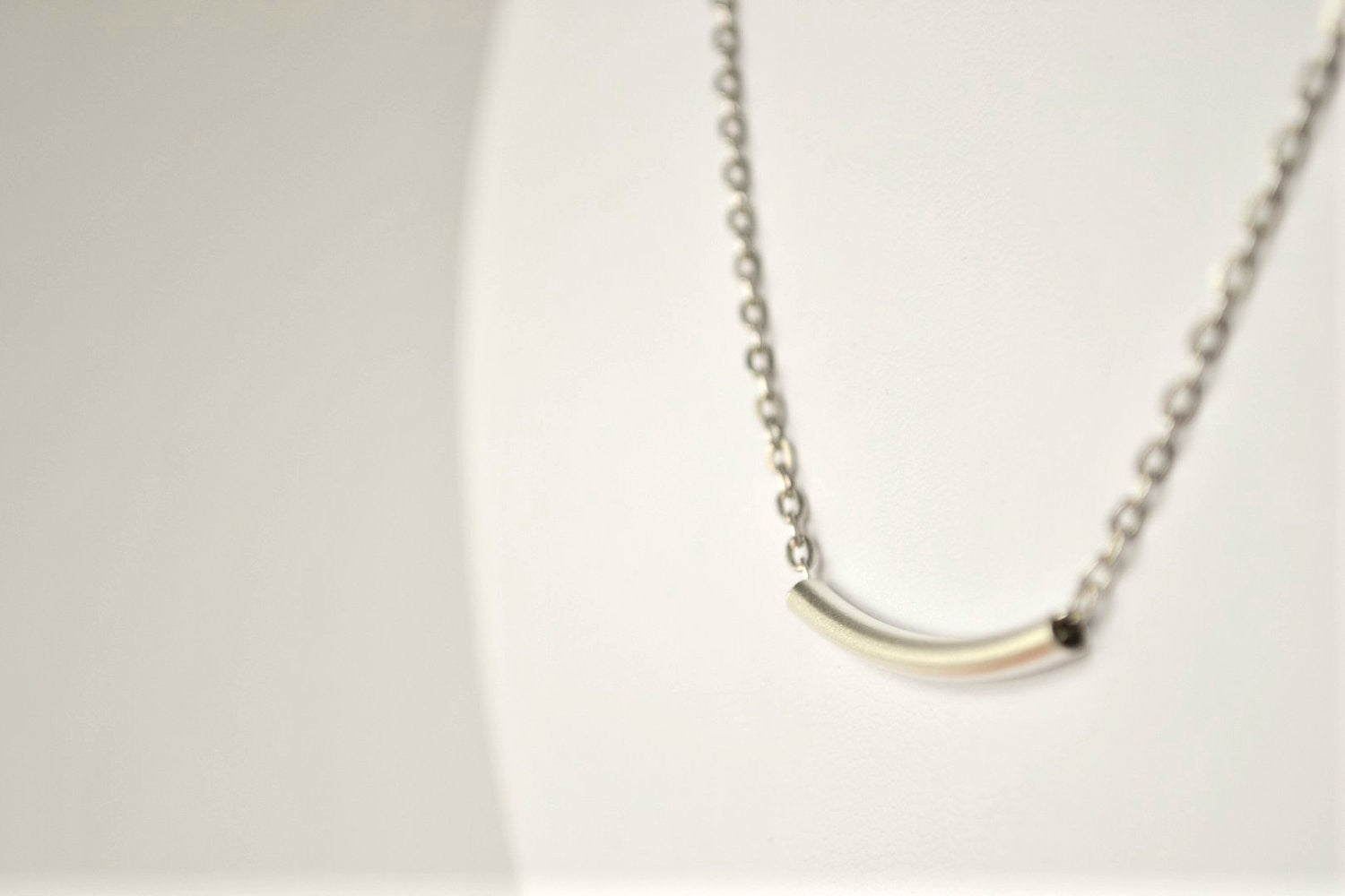 Silver bar necklace for women, stainless steel chain - shani-adi-jewerly
