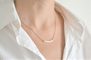 Silver bar necklace for women, stainless steel chain - shani-adi-jewerly