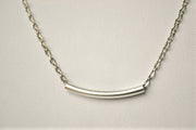 Silver bar necklace for women, stainless steel chain - shani-adi-jewerly
