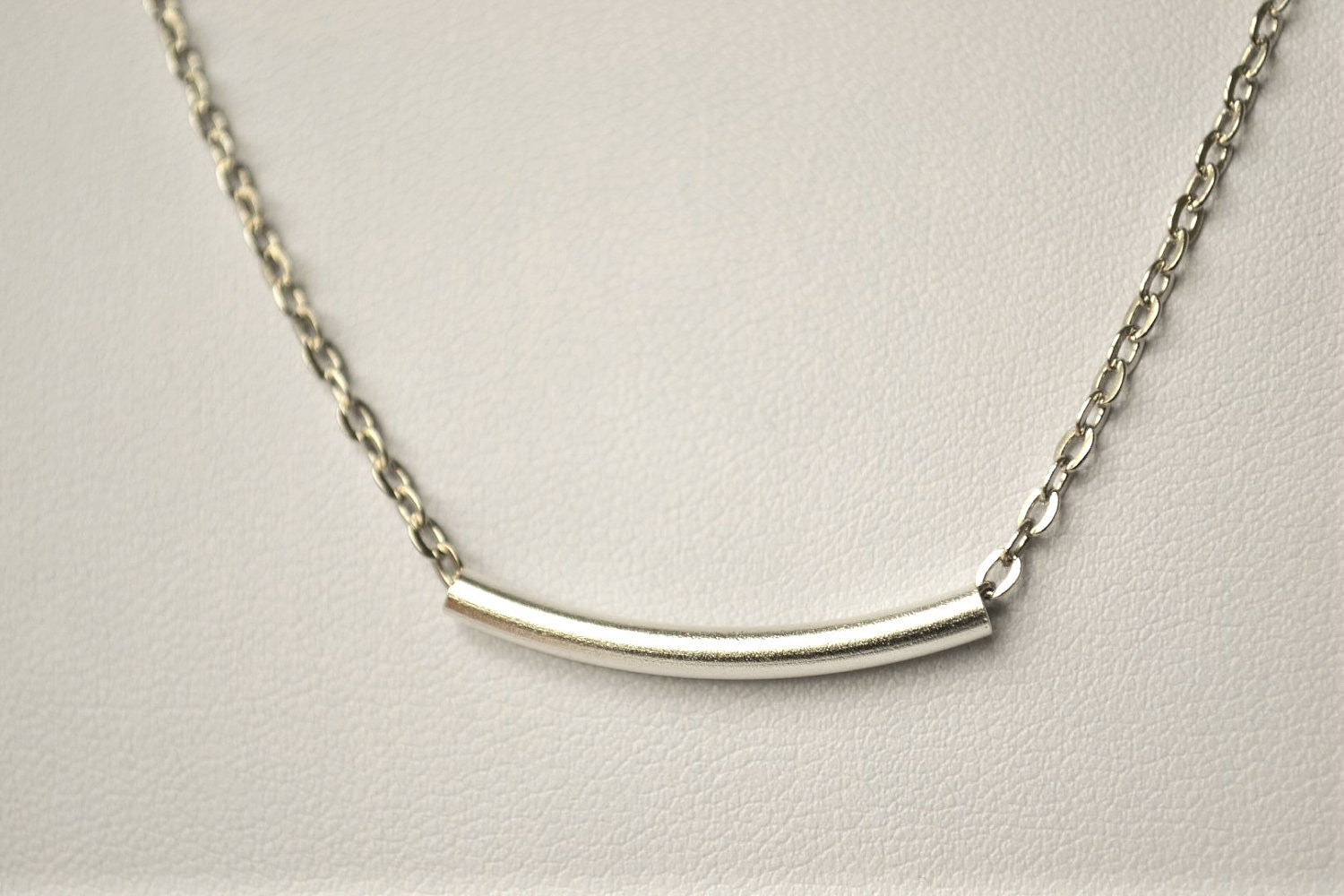 Silver bar necklace for women, stainless steel chain - shani-adi-jewerly