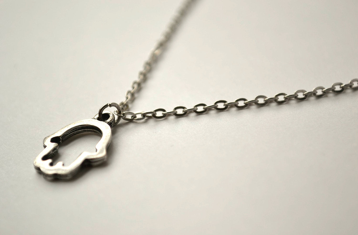 Silver Hamsa, stainless steel chain necklace for woman - shani-adi-jewerly