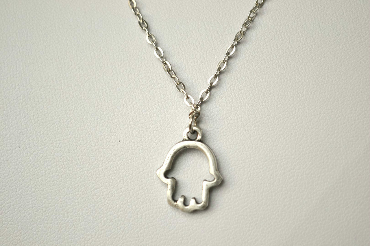 Silver Hamsa, stainless steel chain necklace for woman - shani-adi-jewerly