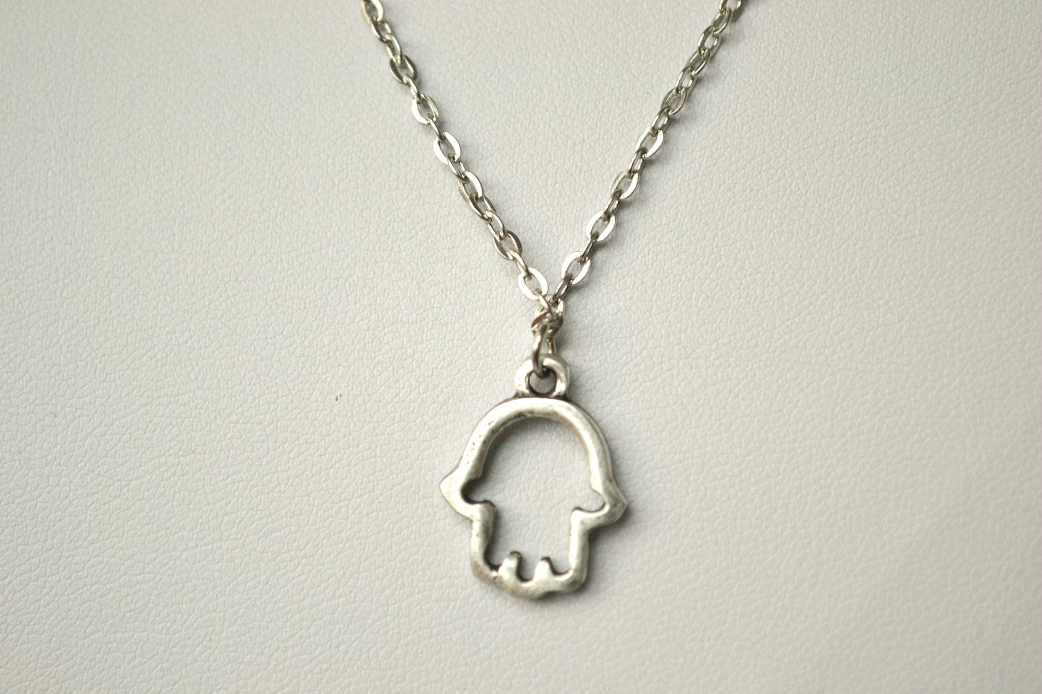 Silver Hamsa, stainless steel chain necklace for woman - shani-adi-jewerly