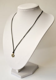 Bronze Star of David necklace for men, black cord - shani-adi-jewerly