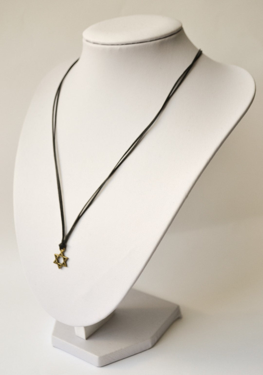 Bronze Star of David necklace for men, black cord - shani-adi-jewerly