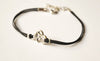 Dainty black cord anklet with silver Om charm - shani-adi-jewerly