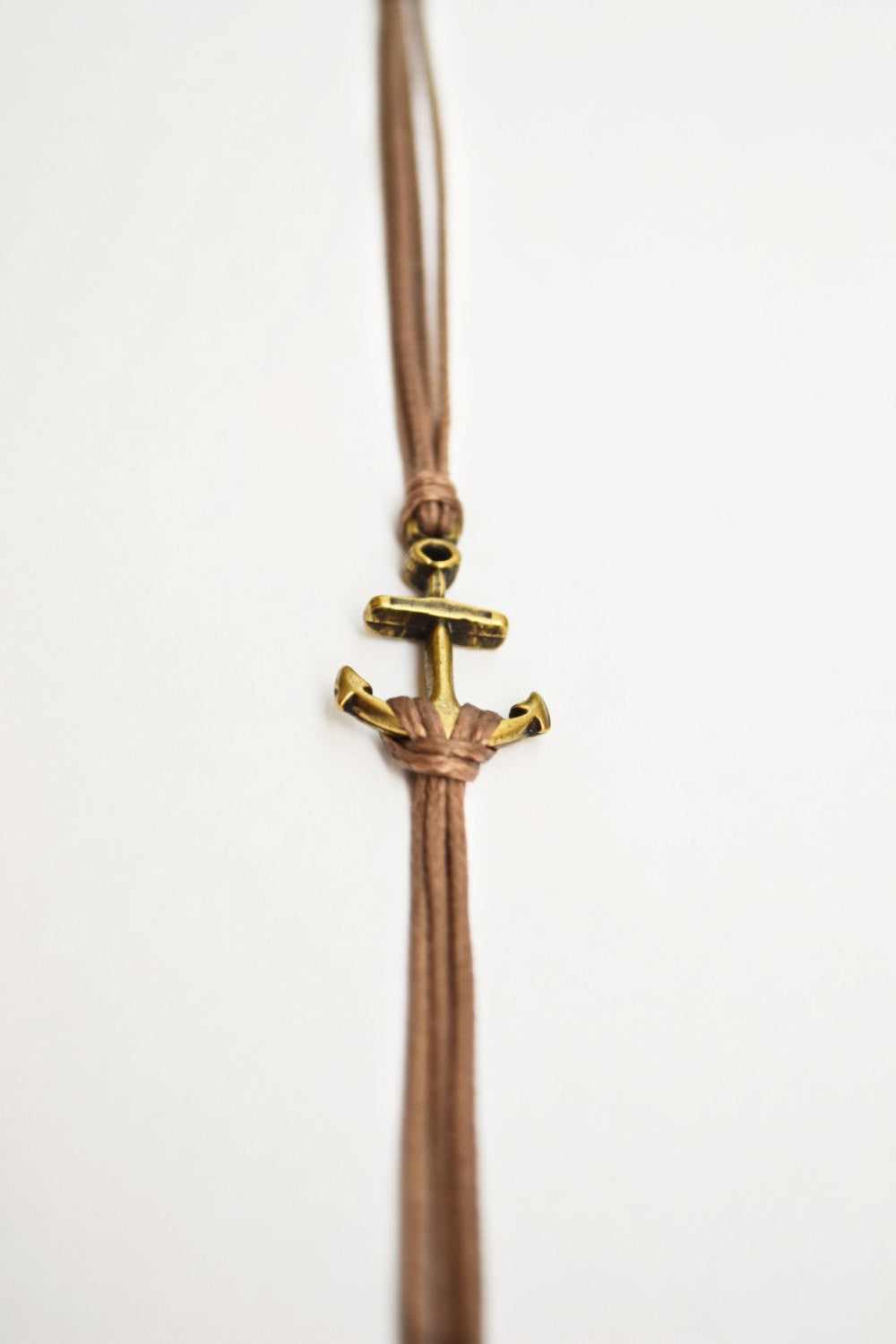 Bronze anchor cord bracelet, brown cord - shani-adi-jewerly
