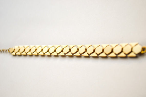 Bold geometric flat gold chain bracelet - shani-adi-jewerly