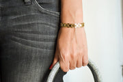 Bold geometric flat gold chain bracelet - shani-adi-jewerly