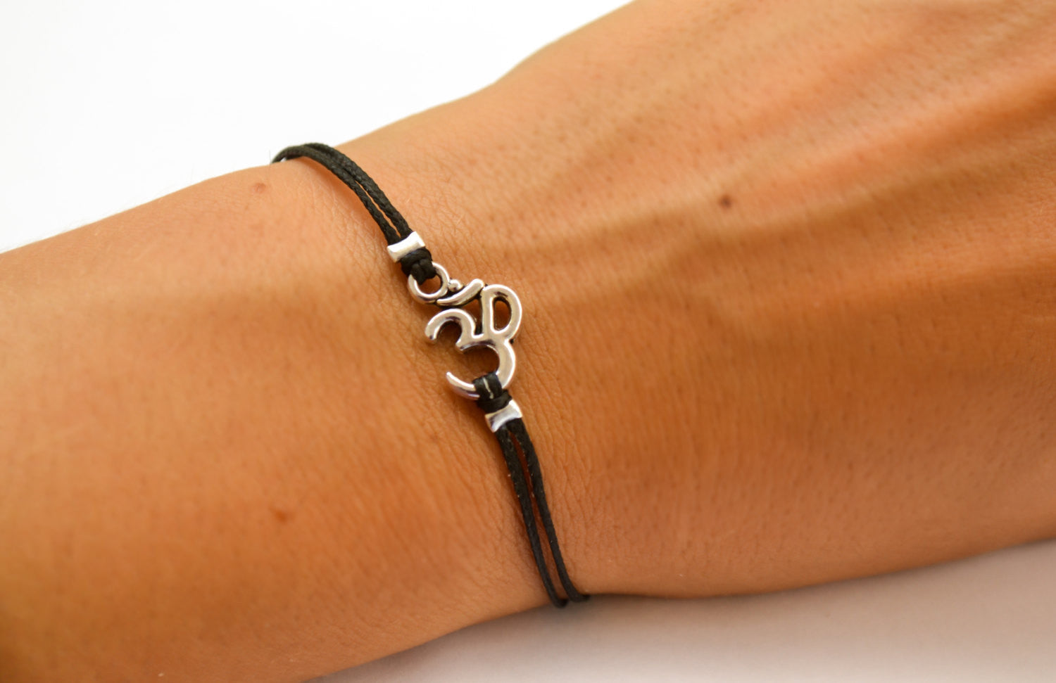 Women bracelet with Tibetan silver Om charm - shani-adi-jewerly