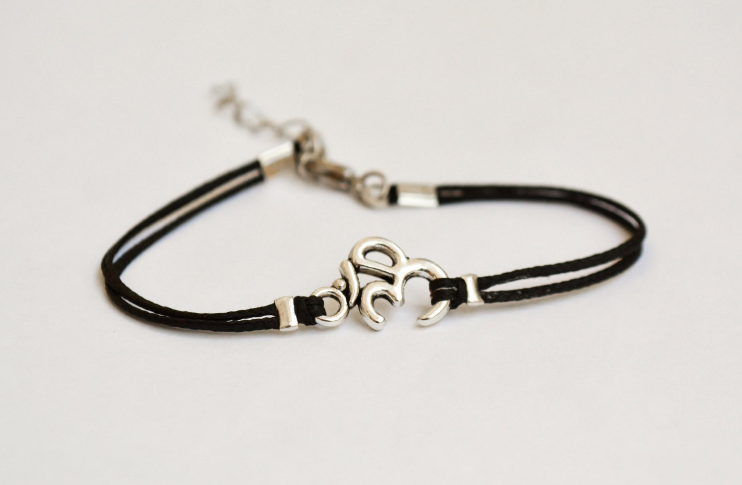 Women bracelet with Tibetan silver Om charm - shani-adi-jewerly