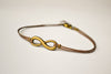 Delicate brown cord anklet with bronze infinity charm - shani-adi-jewerly