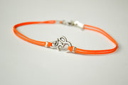 Orange cord anklet with silver Om charm - shani-adi-jewerly