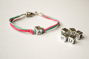 Initial bracelet for children, pink and turquoise cord - shani-adi-jewerly