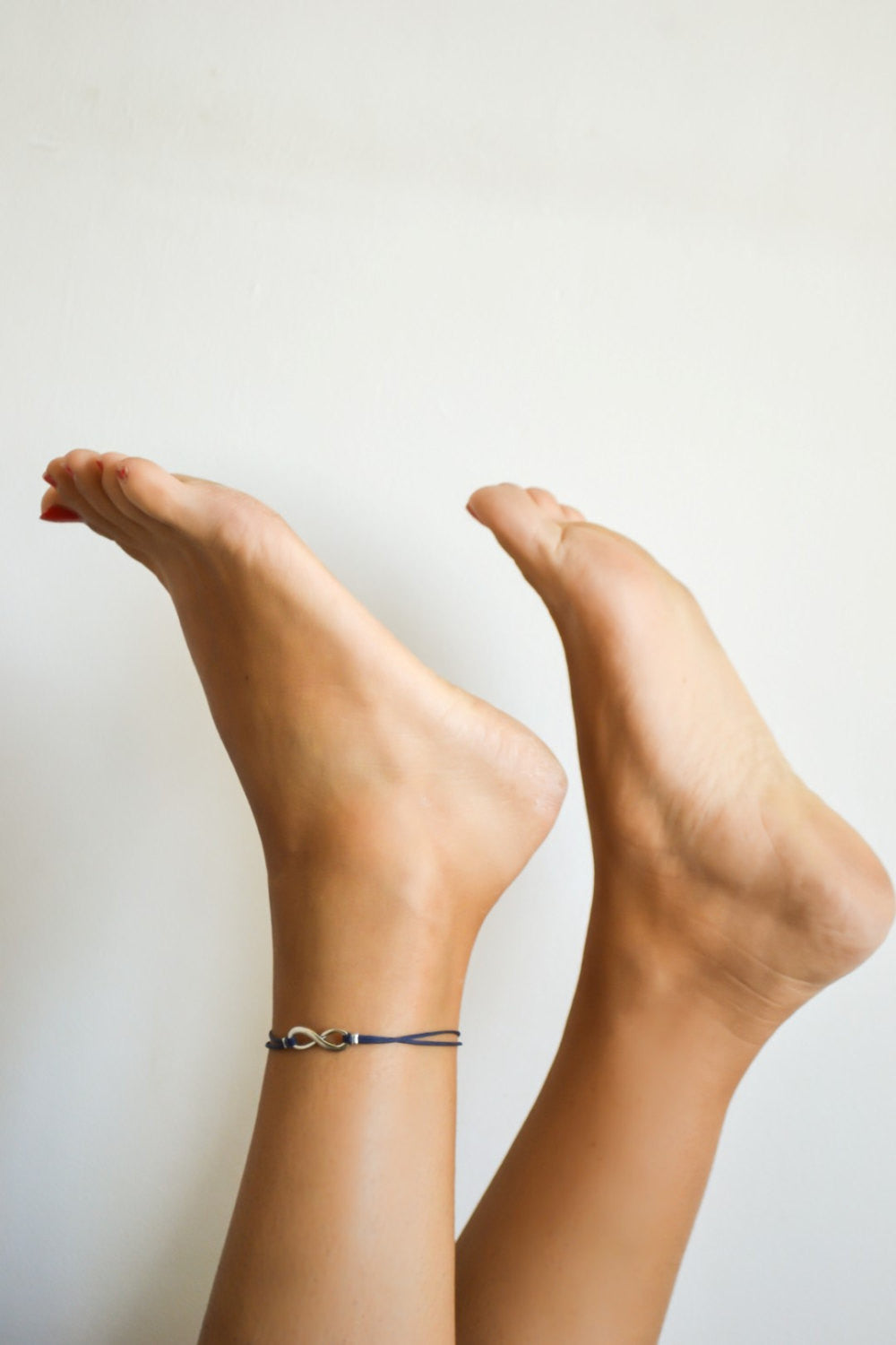 Dainty blue cord anklet with silver infinity charm - shani-adi-jewerly