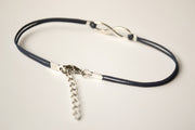 Dainty blue cord anklet with silver infinity charm - shani-adi-jewerly