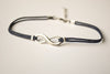 Dainty blue cord anklet with silver infinity charm - shani-adi-jewerly