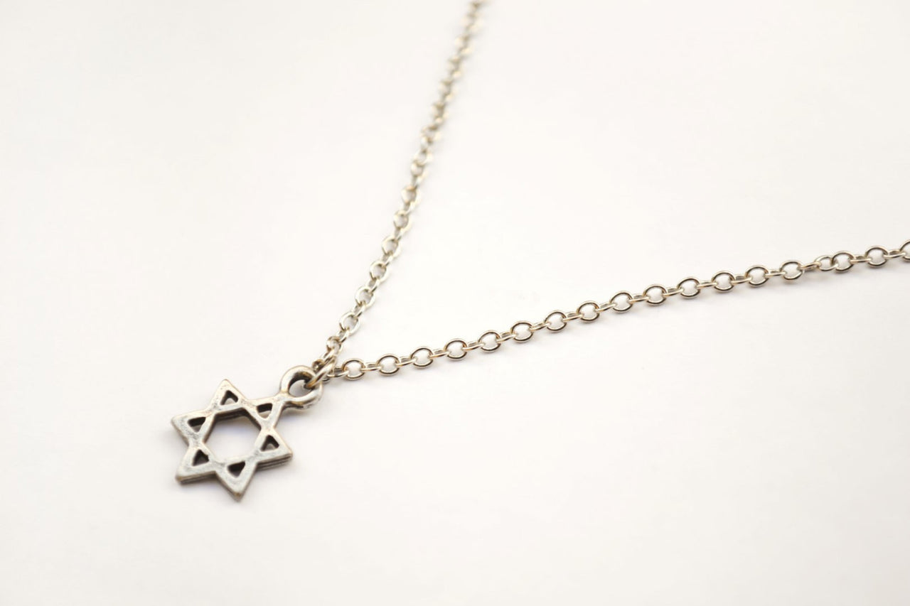 Silver Star Of David charm necklace for women, stainless steel chain - shani-adi-jewerly