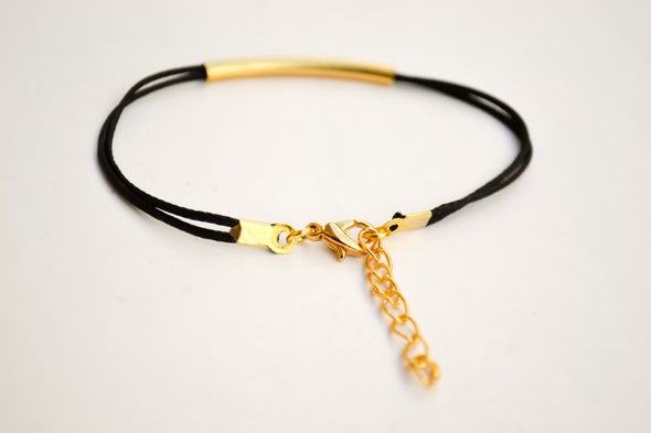 Gold bar bracelet, black, stocking stuffer, gold tube bar, elegant bracelet,  stack bracelet, gift for her, minimalist jewelry, long tube – Shani & Adi  Jewelry