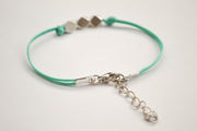 Silver Nuggets bracelet, turquoise cord - shani-adi-jewerly